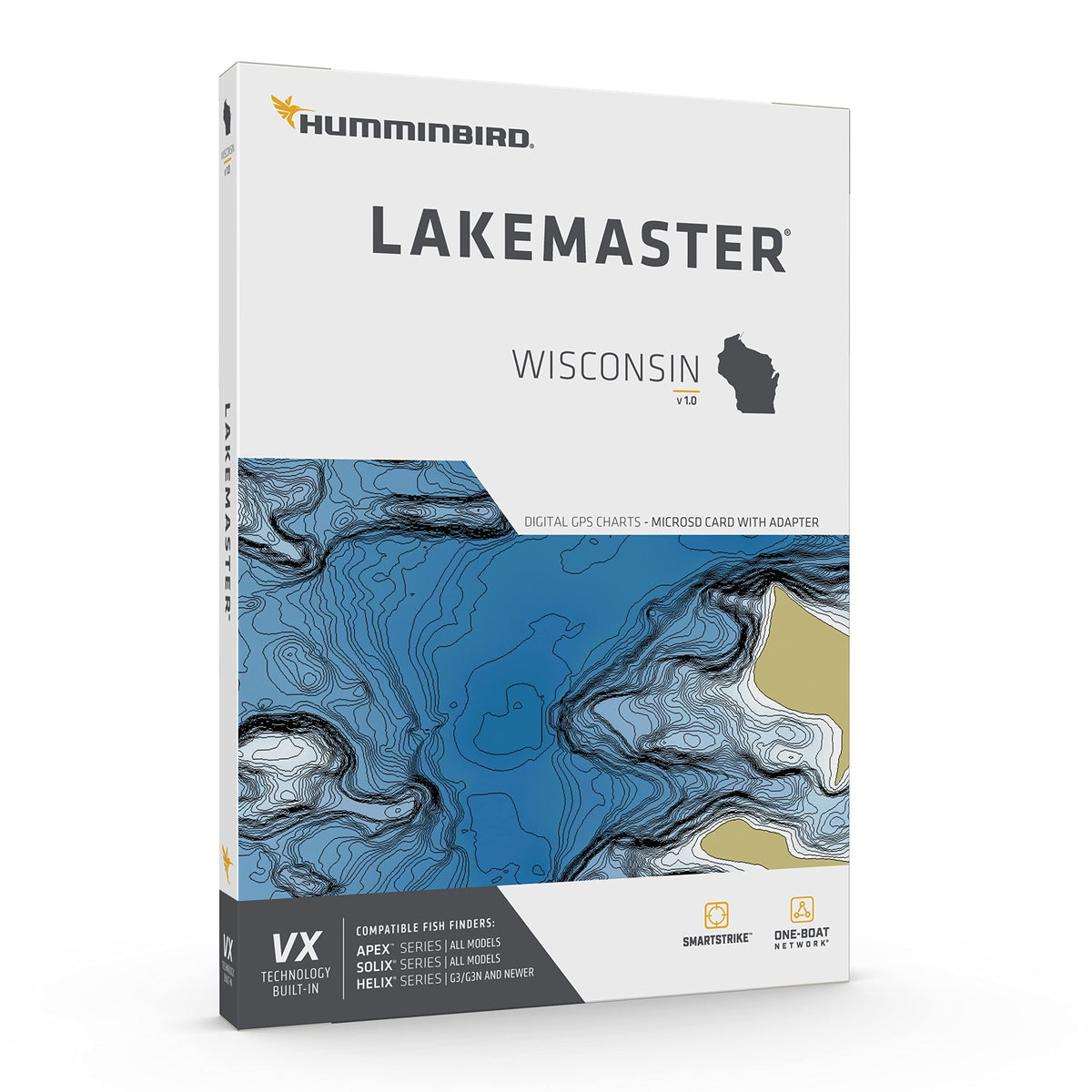 HUMMINBIRD 601010-1 Humminbird LakeMaster Wisconsin V1 Map SD Card for Fish Finders