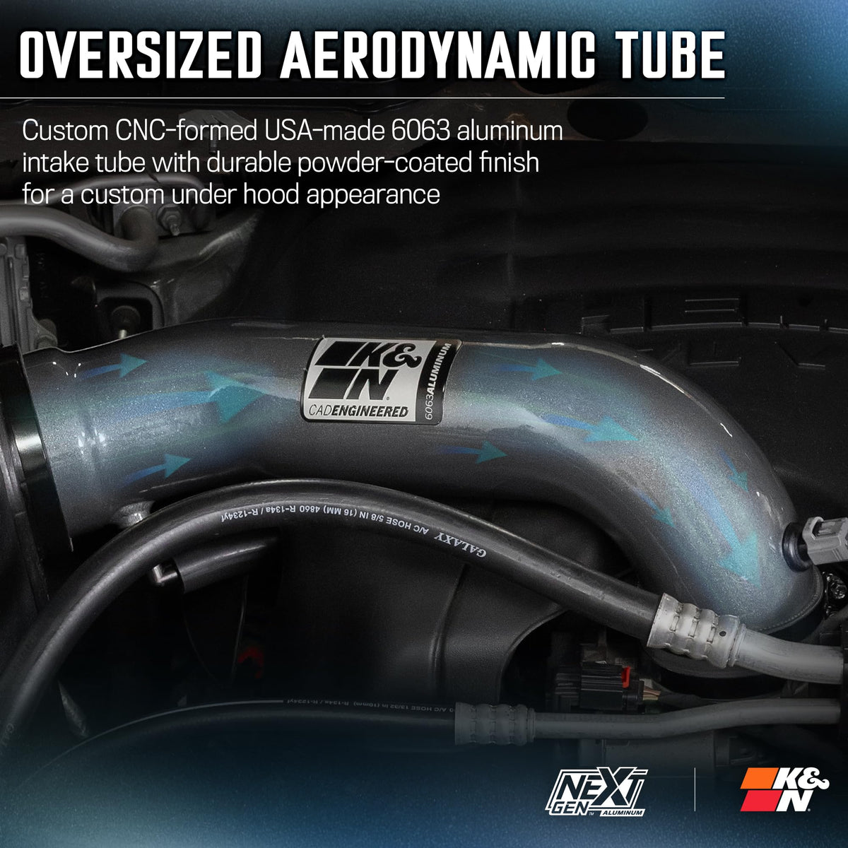 K&N FILTER 70-1564 K&N NextGen Aluminum Cold Air Intake System: High-Flow Cotton Filter: Compatible with 2013-2024 RAM 1500; 1500 Classic; 70-1564