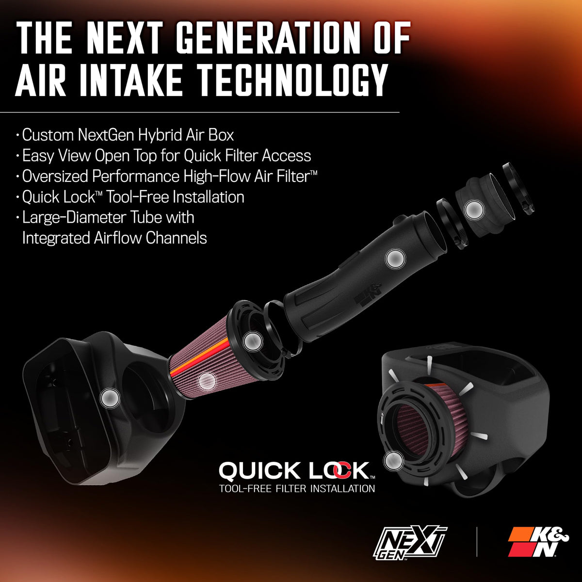 K&N FILTER 50-1565 K&N NextGen Cold Air Intake System: High-Flow Cotton Filter: Compatible with 2025 RAM 1500 RHO; 50-1565