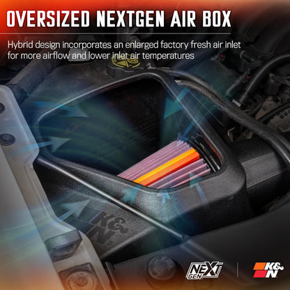 K&N FILTER 50-3082 K&N NextGen Cold Air Intake System: High-Flow Cotton Filter: Compatible with 2014-2020 CADILLAC/CHEVRLOET/GMC Escalade; Silverado 1500; Suburban; Tahoe; Sierra 1500; Yukon; Yukon XL; 50-3082