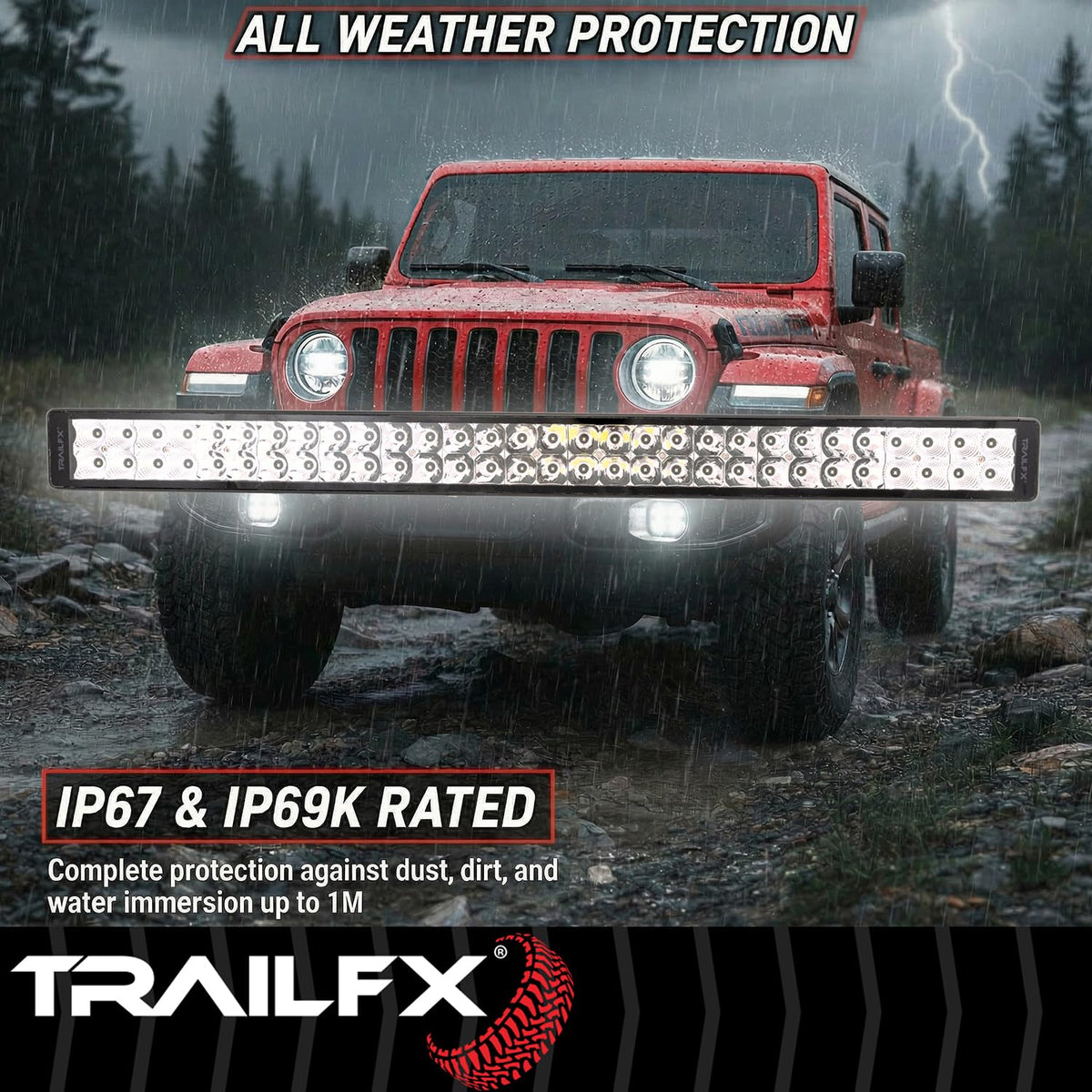 TRAILFX 30DRCM TrailFX 30DRCM Light Bar 30 Inch Dual Row LED 180W Comb Spot and Flood Light 16200 Raw Lumens Black Aluminum Housing IP67 with Brackets and Installation Hardware