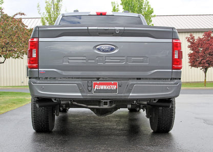 FLOWMASTER 817981 Flowmaster 817981 Outlaw Cat-Back Exhaust Kit 3 Inch 409 Stainless Steel Dual Exit 4 Inch Black Ceramic Coated 304 Stainless Steel Tips Compatible with 2021-2024 Ford F-150 2.7L 3.5L 5.0L