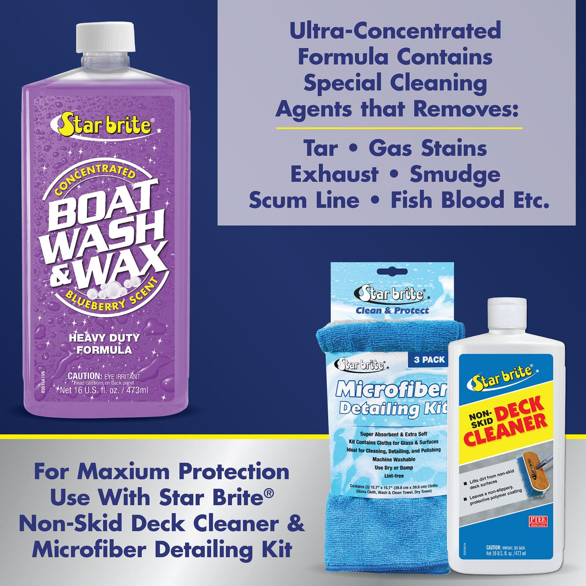 STAR BRITE 089816 STAR BRITE Boat Wash & Wax Heavy Duty Concentrate, Cleans & Protects