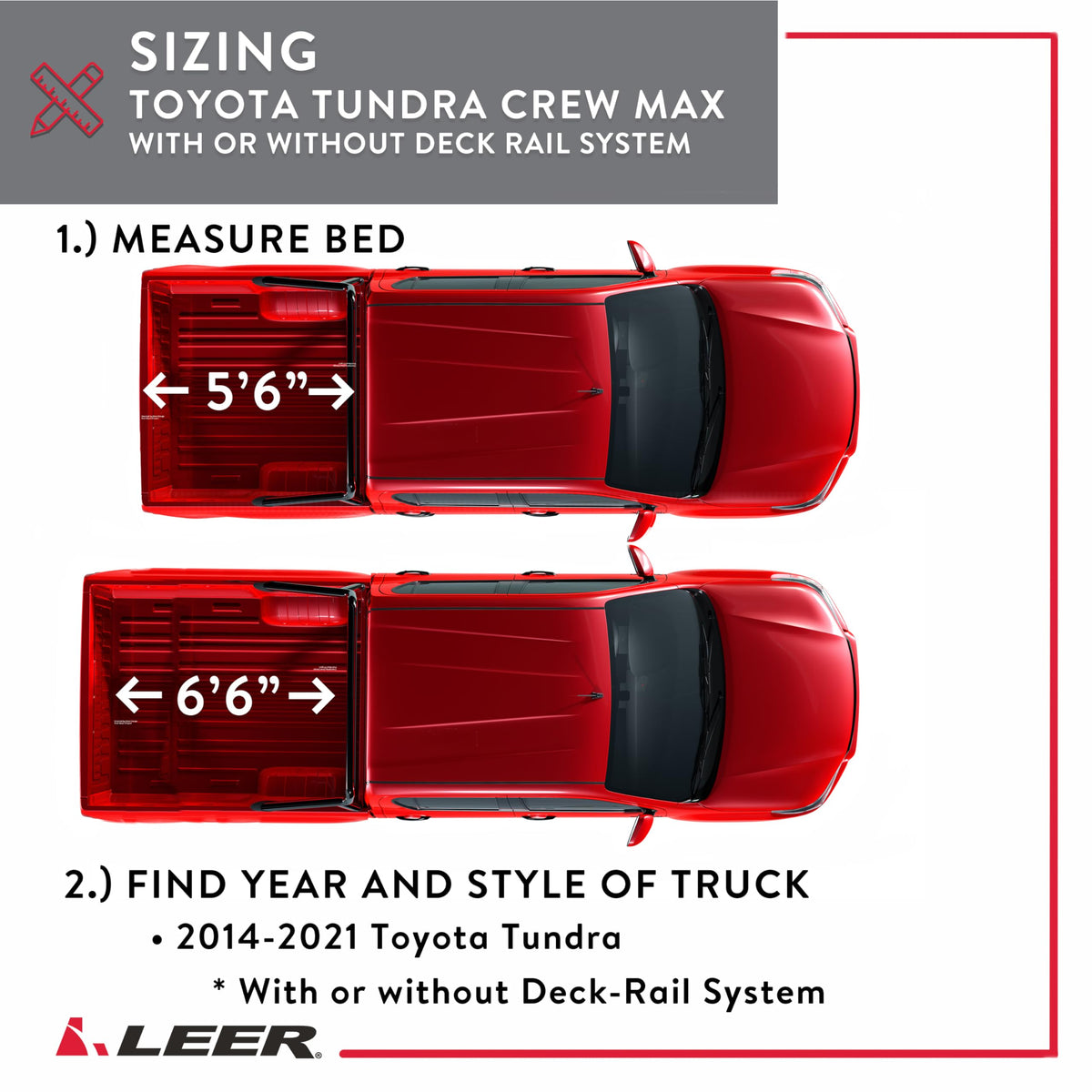 LEER 631338 LEER HF350M 3-Panel Folding Tonneau Cover, Fits 2022-2026 Toyota Tundra with 6'6" Truck Bed