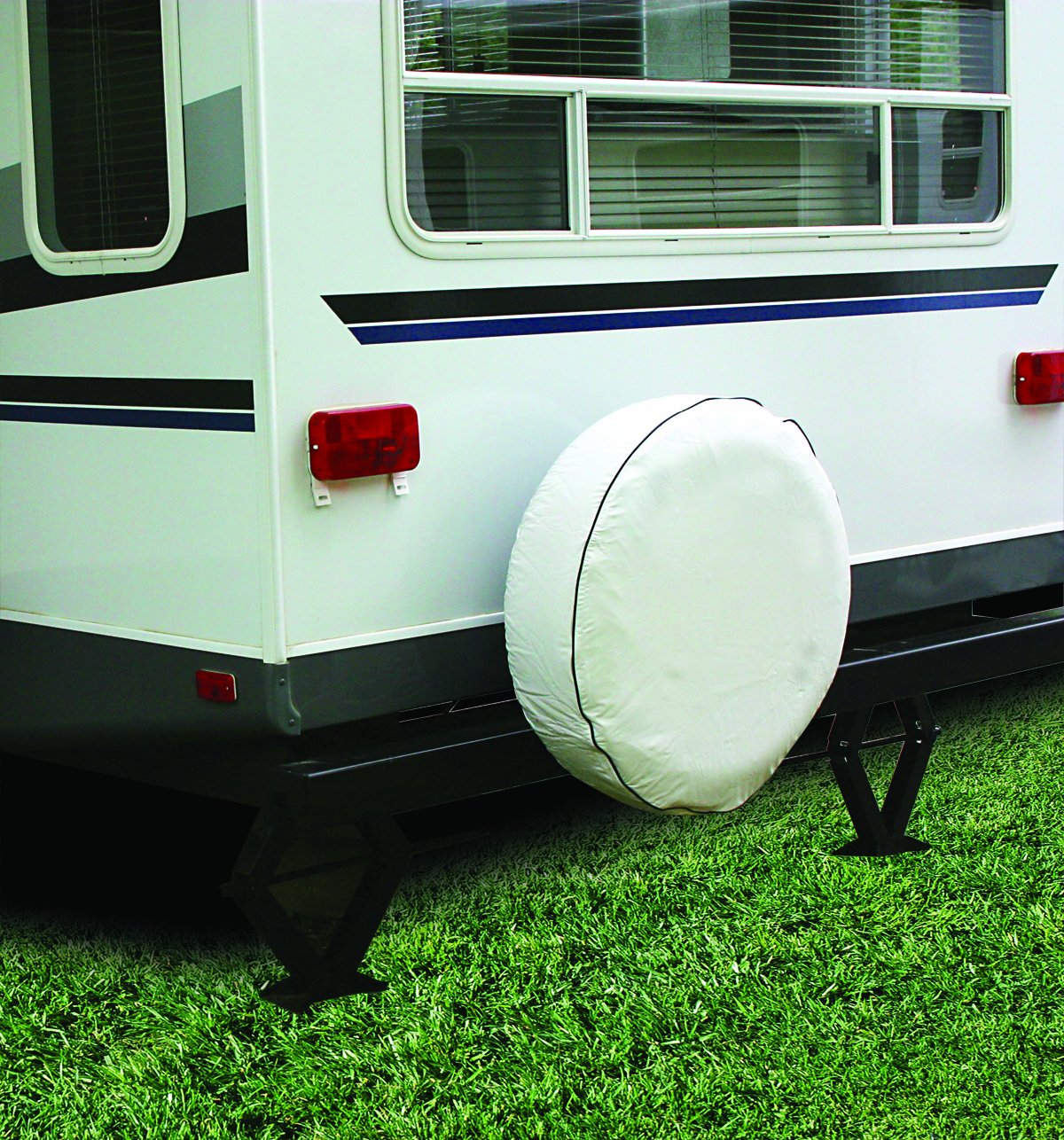 CAMCO 45348 Camco Camper/RV Spare Tire Cover | Crafted of Heavy-Duty Vinyl & Features Heavy Nylon Thread for Weatherproof Seams | Fits 24" Wheels | Arctic White (45348)
