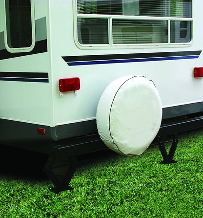 CAMCO 45348 Camco Camper/RV Spare Tire Cover | Crafted of Heavy-Duty Vinyl & Features Heavy Nylon Thread for Weatherproof Seams | Fits 24" Wheels | Arctic White (45348)