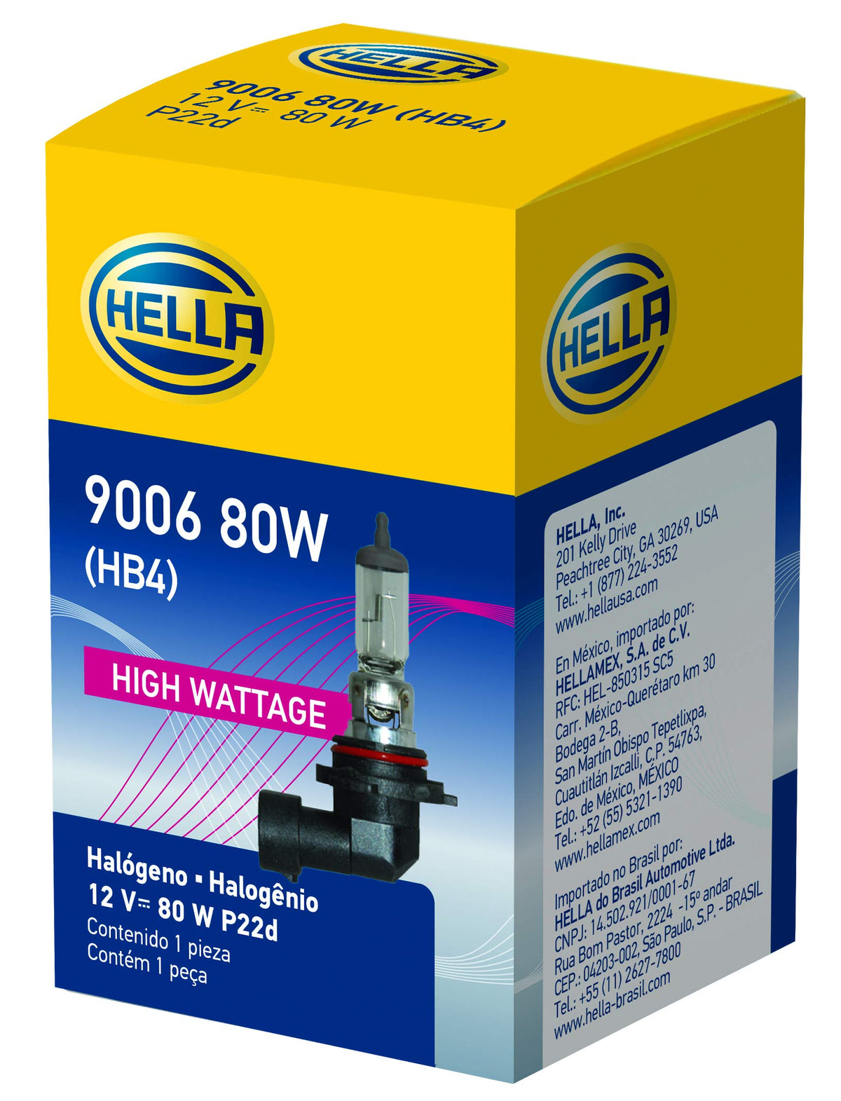 HELLA 900680W Hella 900680W BULB 9006/HB4 12V 80W P22D T4