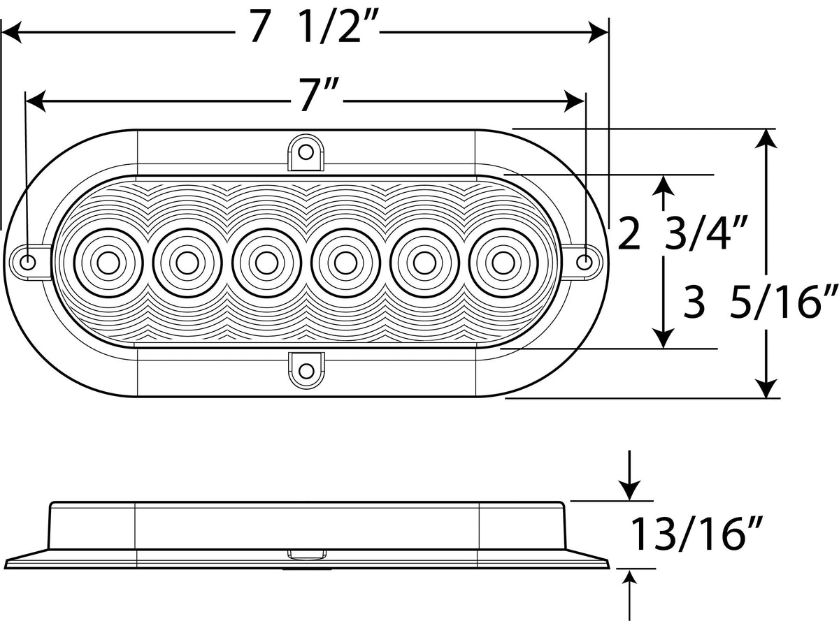 OPTRONICS STL73RBP Optronics STL73RBP 6" Oval Sealed LED Stop/Turn/Tail Light, Red