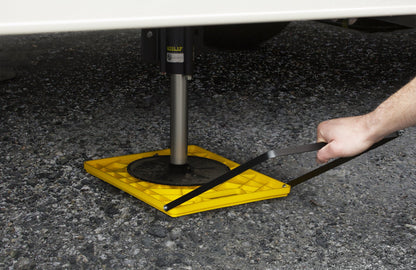 CAMCO 44543 Camco Large RV Stabilizing Jack Pad with Handle, Helps Prevent Jacks from Sinking, 14 Inch x 12 Inch Pad - 2 Pack - 44543, Yellow
