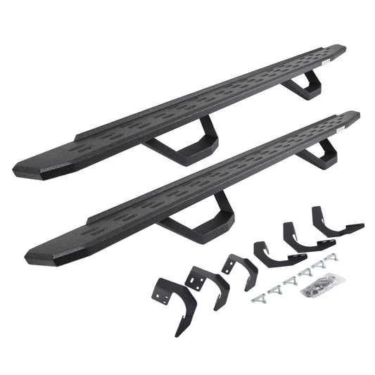 GO RHINO 6962068720T Go Rhino RB30 Running Boards, Brackets, & 2 Pair of Drop Steps | Galvanized Steel, Protective Bedliner Coating | 6962068720T | Fits 2019-2023 RAM 1500 Classic Crew Cab & 2015-2018 RAM 1500 Crew Cab