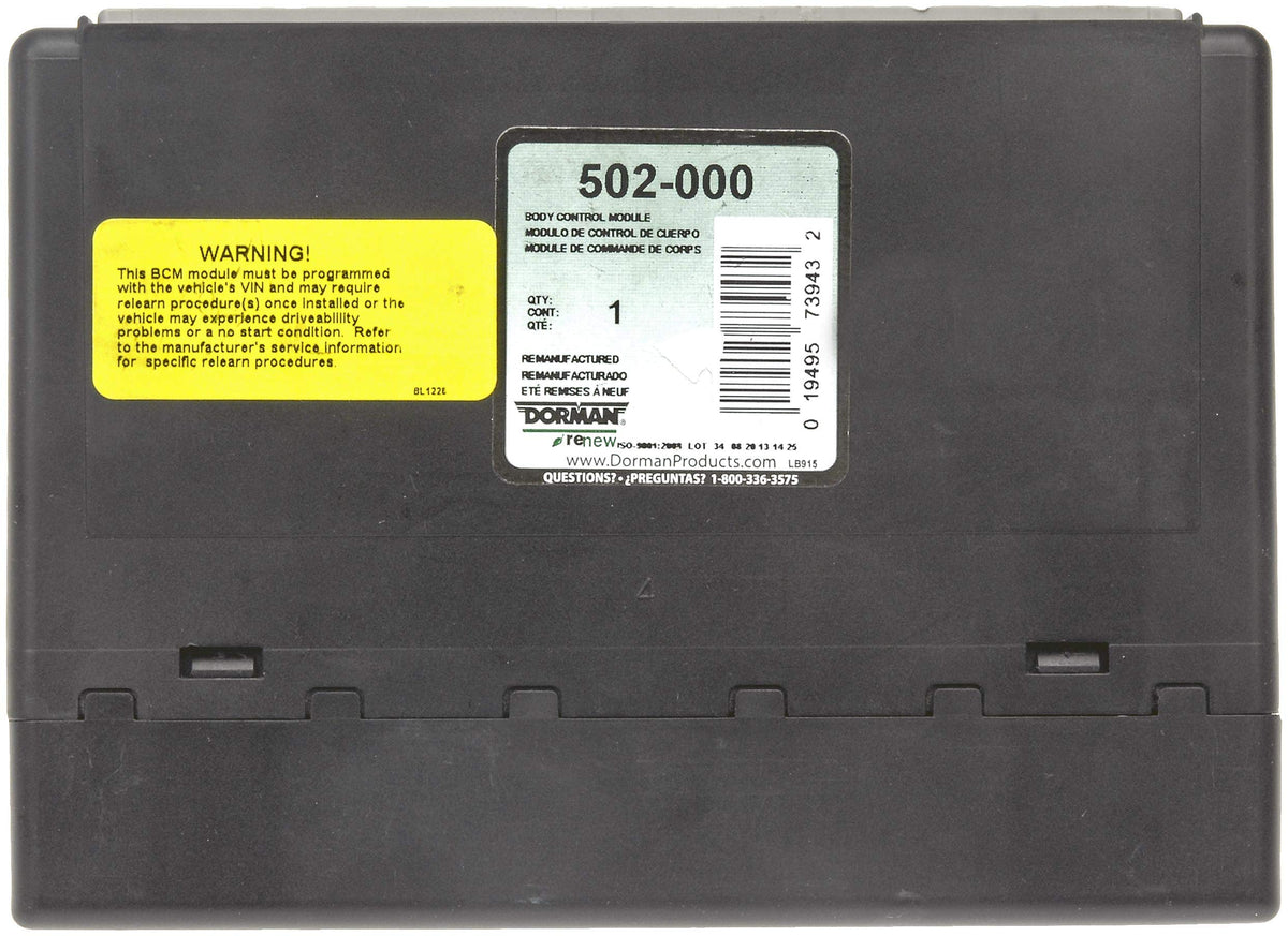 DORMAN 502-000 Dorman 502-000 Remanufactured Body Control Module Compatible with Select Cadillac/Chevrolet/GMC Models (Renewed)