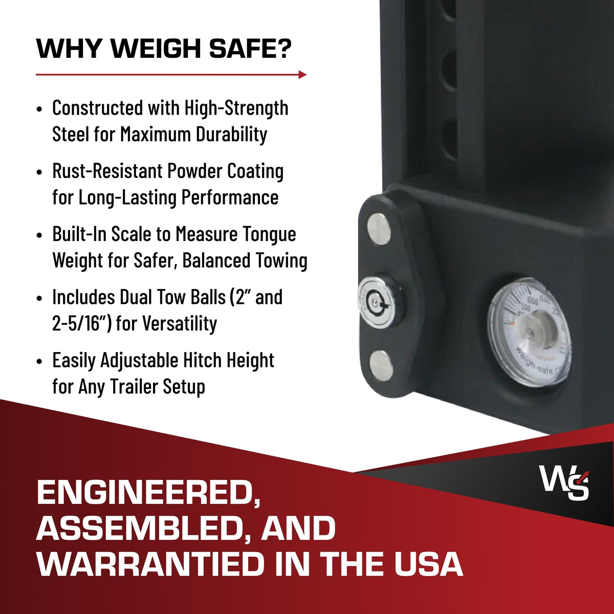 WEIGH SAFE SWS6-2-KA Weigh Safe Steel Drop Hitch - Adjustable Trailer Hitch with Ball Mount - Designed for 2" Receivers - Includes 2 Tow Balls - 6" Drop, 15,000 GTW, 2-Piece Lock Set