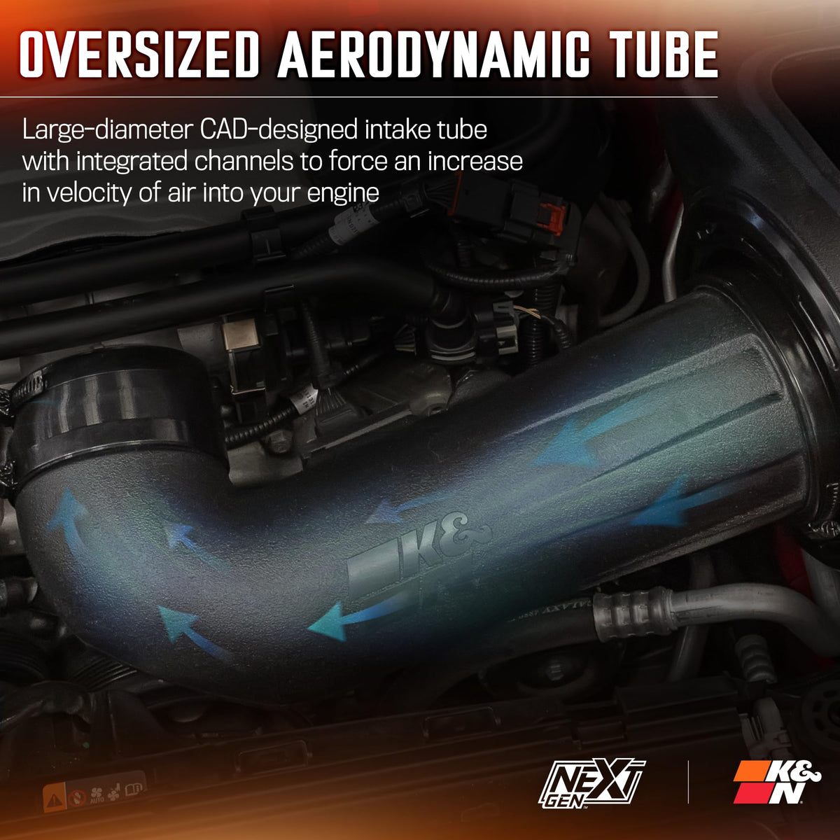 K&N FILTER 50-3092 K&N NextGen Cold Air Intake System: High-Flow Cotton Filter: Compatible with 2016-2024 Chevrolet: Camaro SS, 50-3092