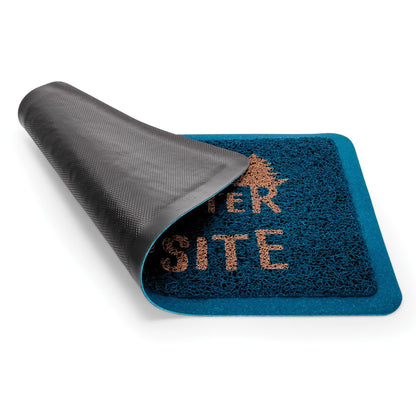 CAMCO 53201 Camco Life is Better at The Campsite Outdoor & Indoor Welcome Mat - Weather and Doormat – Traps Dirt and Liquid – Spongey Comfortable Feel – Measures 26 ½ " x 15" - Blue (53201) - 53201-A