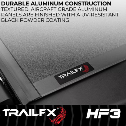 Trailfx TFX8009 TrailFX Hard Tri-Fold Truck Bed Tonneau Cover Fits 2022-2025 Nissan Frontier 5 Foot Bed Gloss Black Aluminum Low Profile Lockable 3-Panel Folding Design TrailFX TFX8009 HF3