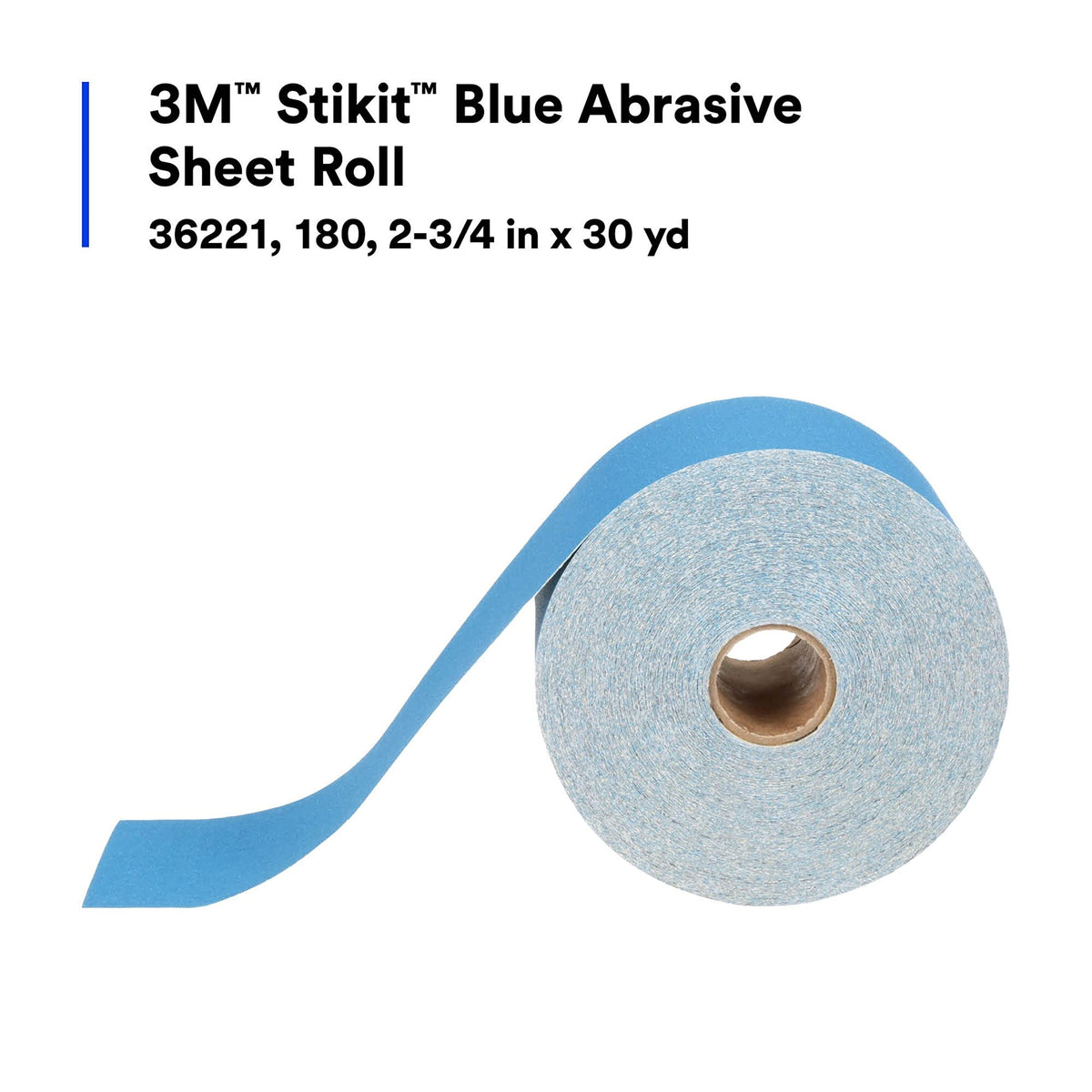 3M 36221 3M Stikit Blue Abrasive Sheet Roll, 36221, 180+ Grade, 2-3/4 in x 30 yd