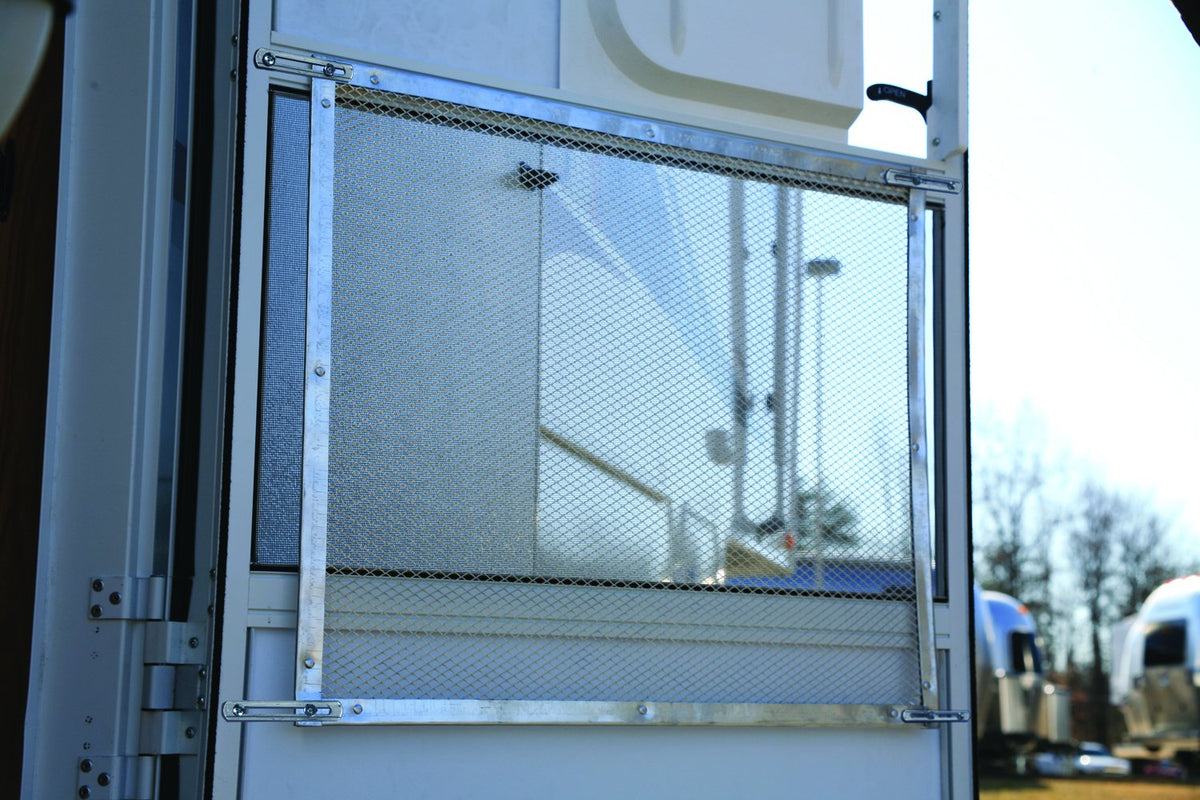CAMCO 43980 Camco 43980 Aluminum Screen Door Standard Mesh Grille - Protects Your RV's Screen Door, Anodized Aluminum Will Not Corrode