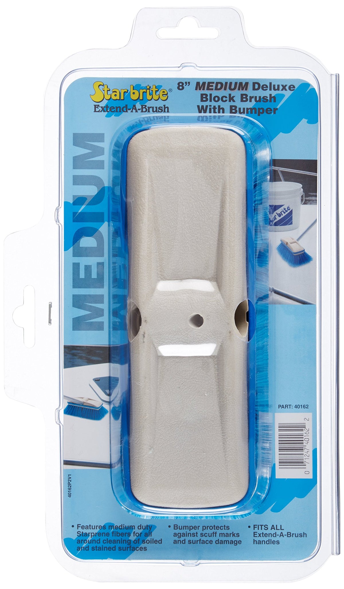 STAR BRITE 040162 STAR BRITE Deluxe Medium Wash 8" Brush Head with Bumper, Dual Connections