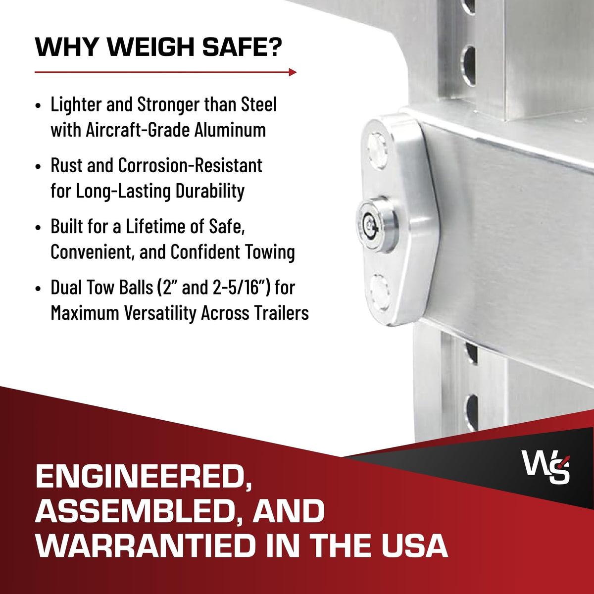WEIGH SAFE CTB6-2.5-KA Weigh Safe Adjustable Trailer Hitch Ball Mount, 6" Adjustable Drop Hitch for 2.5" Receiver w/ 2 pc Keyed Alike Lock Set, Heavy Duty Aluminum Trailer Tow Hitch w/ Chrome Plated Tow Balls, 18,500 GTW