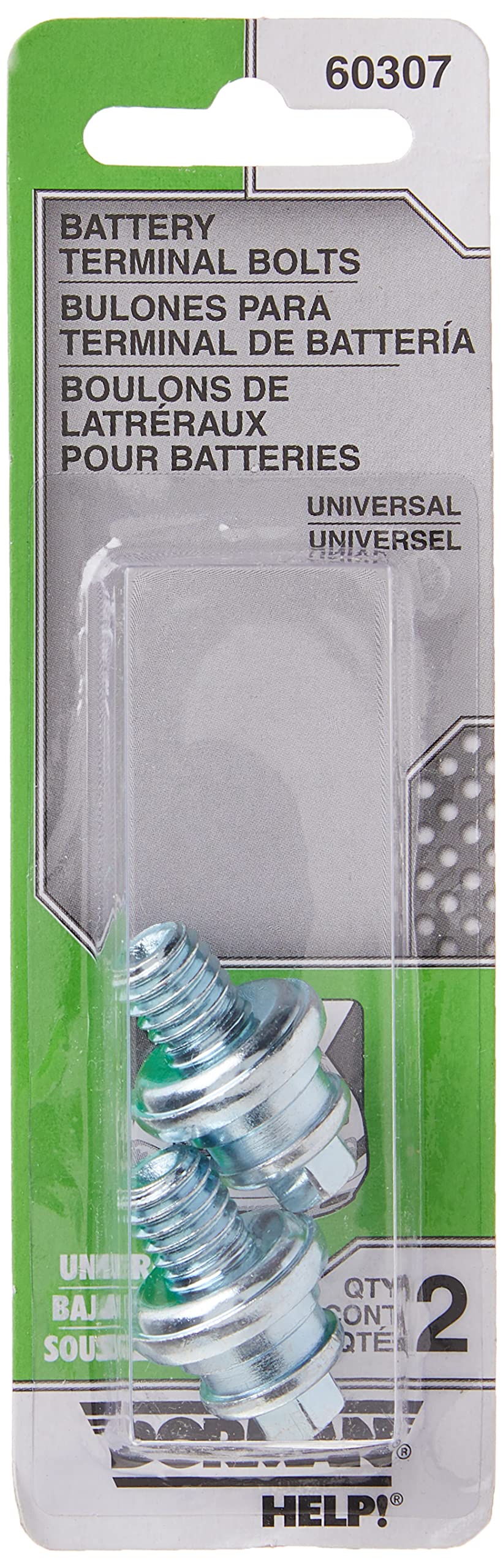 DORMAN 60307 Dorman 60307 3/8 In.-16 x 3/8 In. Stud Length, 1-1/8 In. Long Side Terminal Bolts, 2 Pack Universal Fit