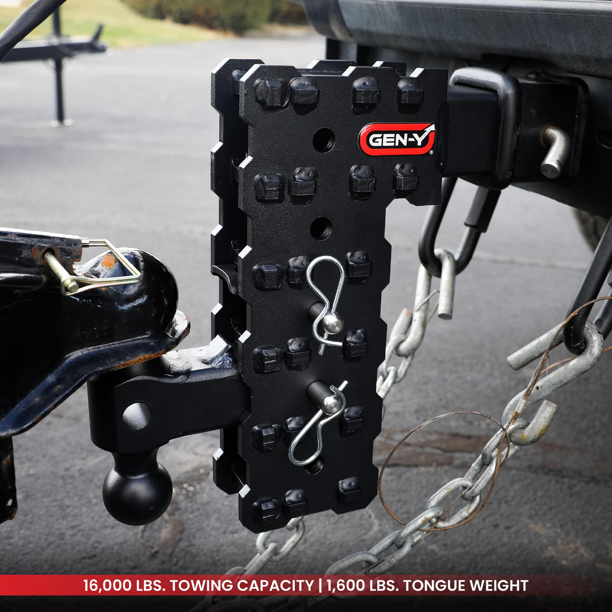 GEN-Y HITCH GH-2414X GEN-Y Hitch Solid Shank Adjustable Tow Hitch with Dual-Ball for 2.5" Receiver - 7.5" Drop - 16,000 LB Towing Capacity - 1,600 LB Tongue Weight - Black