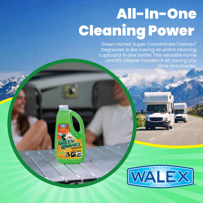 WALEX GH64OZ Walex Green Hornet Heavy Duty Degreaser Cleaner Multi-Purpose for Car, Home, RV Awning, Shower, Rubber Roof, Black Streak Remover, GH64OZ, 64 oz.