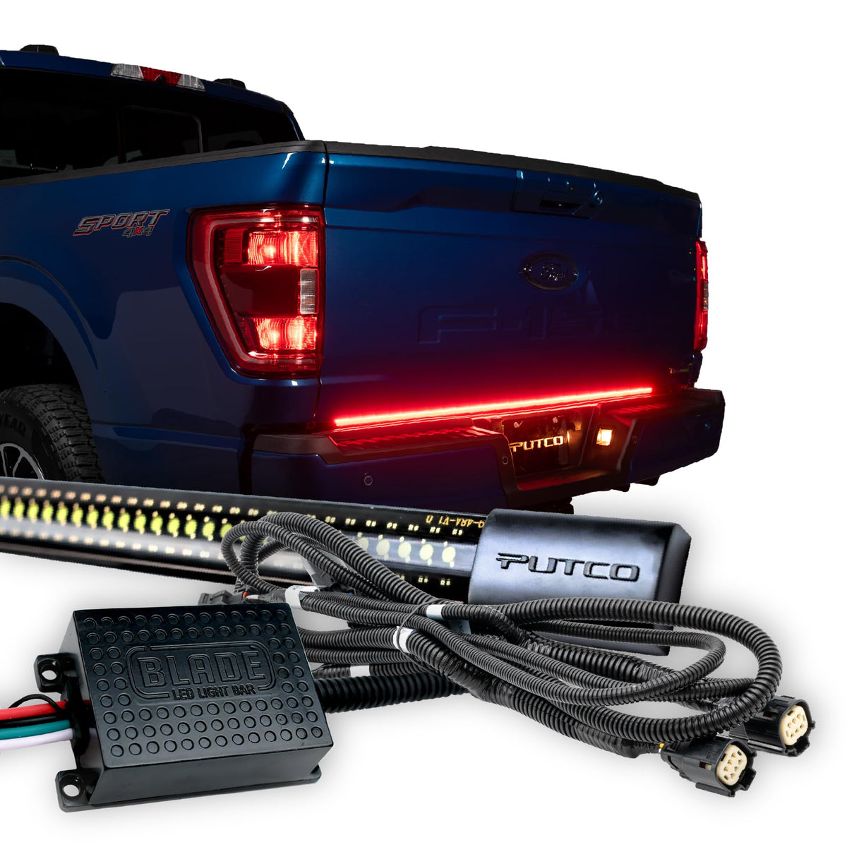 Putco 9203060-13 Putco 60" Blade LED Tailgate Light Bar Red/White LEDs & Plug-N-Play Quick Connect Harness - Fits Ford F150 2021-2023 (Only fits Models Without Onboard Scale/Tow Tech & OE LED Taillights)
