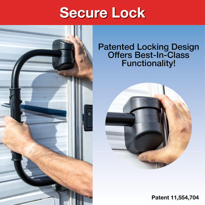 RV DESIGNER R222 RV Designer R222 GripSafe Handrail Assist - Locking Folding Aluminum Grab Handle with Notched Grip - Safe Entry Assist for RV Door - Easy Installation, 22 Inch, Black