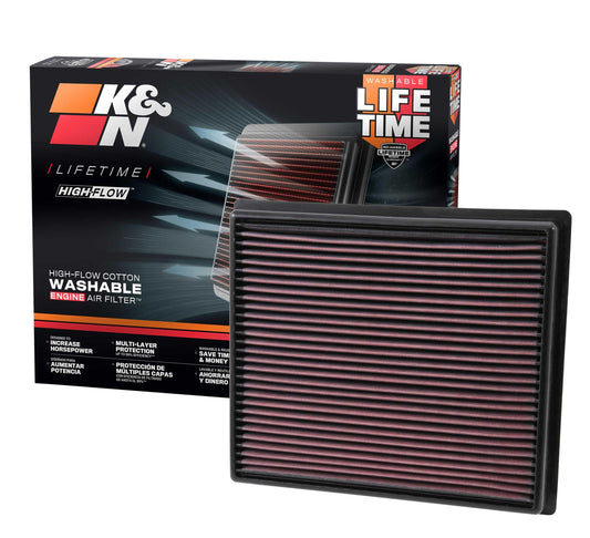 K&N FILTER 33-5017 K&N High-Flow Original Lifetime Engine Air Filter: Increase Power: Premium, Washable: Compatible with 2014-2024 TOYOTA: Tacoma, Tundra, Sequoia, 33-5017