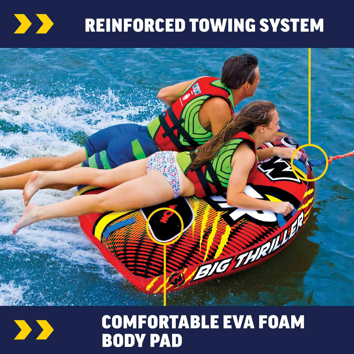 WOW SPORTS 18-1010 WOW Sports Thriller Towable Deck Tube - 1-2 Person