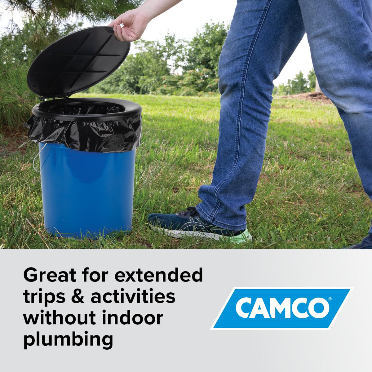 CAMCO 41549 Camco Portable Toilet Bucket with Snap-On Seat and Lid, 5 Gallon, 41549