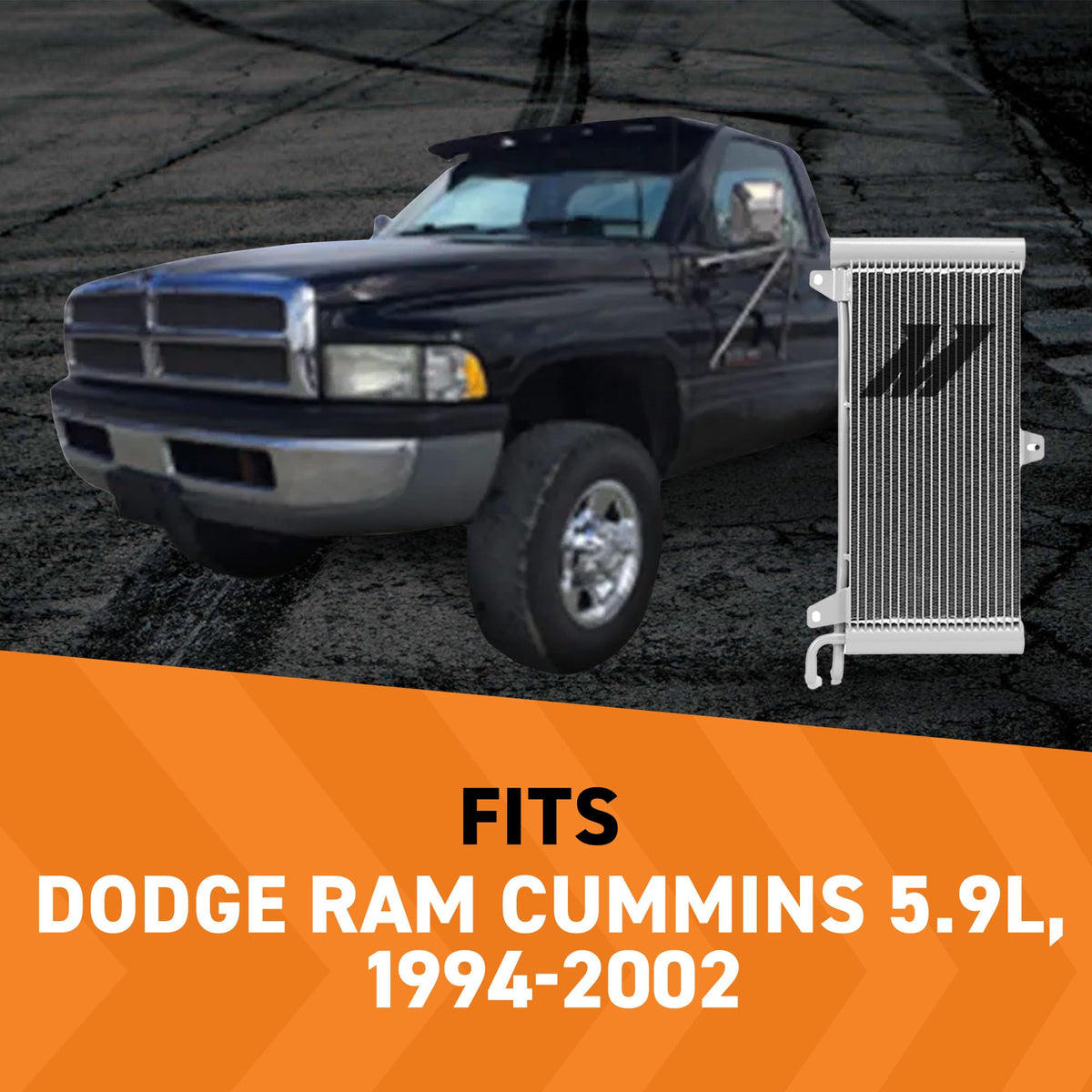MISHIMOTO MMTC-RAM-94SL Mishimoto MMTC-RAM-94SL Transmission Cooler, Compatible with Dodge Ram Cummins 5.9L, 1994-2002, Silver