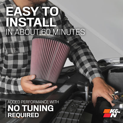 K&N FILTER 63-3074 K&N Cold Air Intake System: High-Flow Air Filter, Increase Performance & Acceleration: Compatible with 2010-2015 Chevrolet: Camaro SS, 63-3074