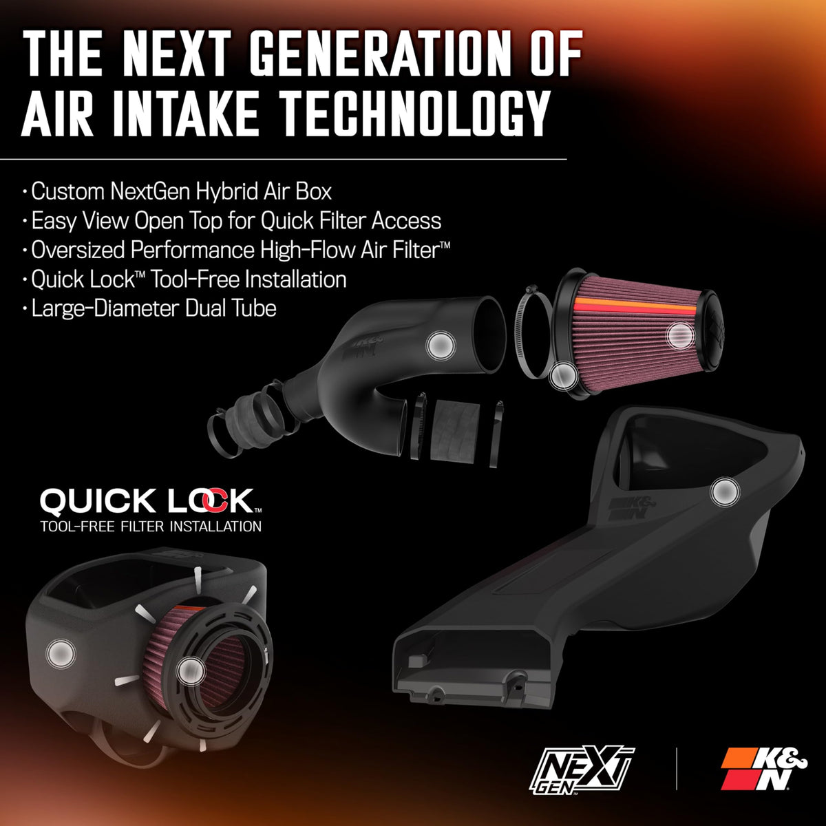 K&N FILTER 50-2609 K&N NextGen Cold Air Intake System: High-Flow Cotton Filter: Compatible with 2017-2020 FORD: F150, F150 Raptor, 50-2609