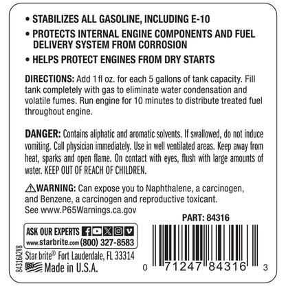 STAR BRITE 084316 STAR BRITE Pro Star Gasoline Stabilizer with Corrosion Inhibitors