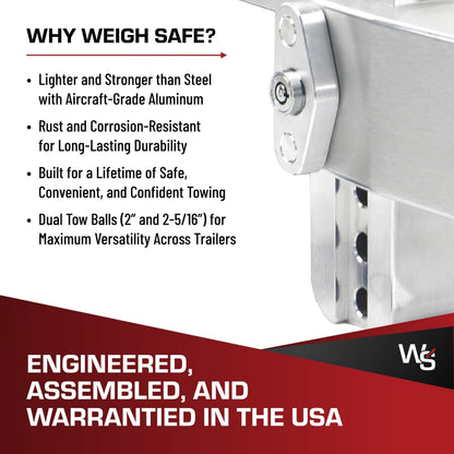 WEIGH SAFE LTB4-2 Weigh Safe Adjustable Trailer Hitch Ball Mount - 4" Adjustable Drop Hitch for 2" Receiver - Premium Heavy Duty Aluminum Trailer Tow Hitch w/ Stainless Steel Tow Balls (2" & 2 5/16") - 12,500 lbs GTW