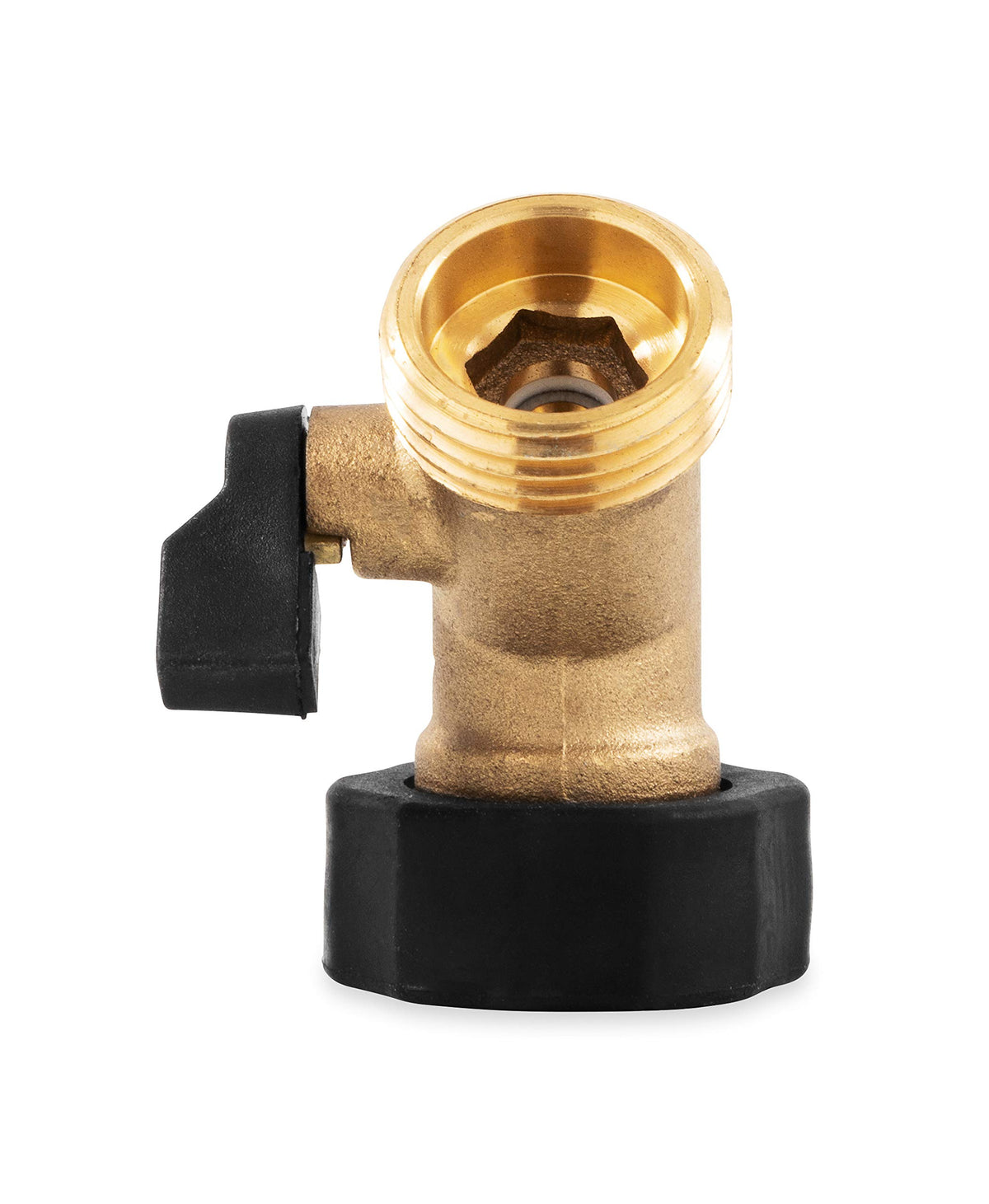 CAMCO 20173 Camco Solid Brass 45 Degree Drinking Water Valve with Garden Hose Connections (20173)