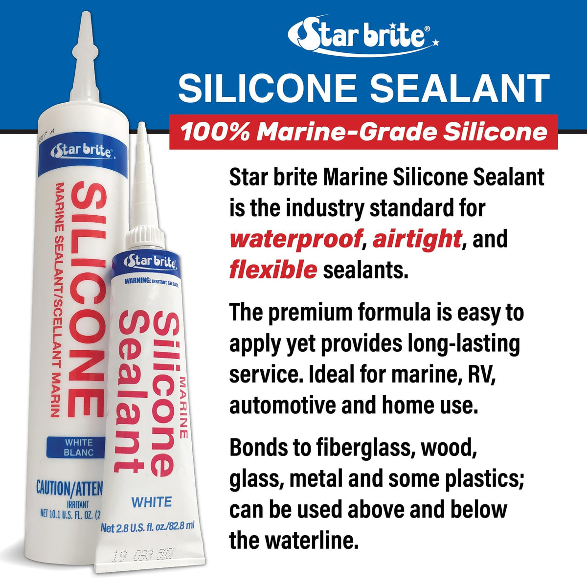 STAR BRITE 082103 STAR BRITE Marine Silicone Sealant White - Waterproof