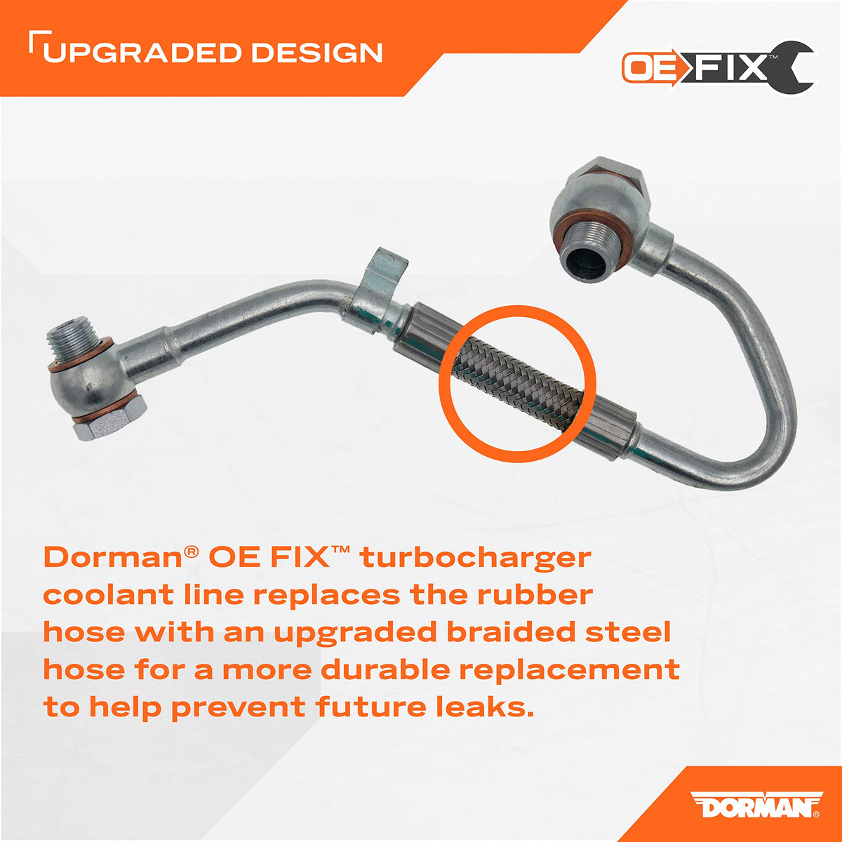 DORMAN 667-562 Dorman Improved Design 667-562 Turbocharger Coolant Feed Line Compatible with Select Jeep/Ram Models (OE FIX)