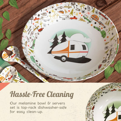 CAMP CASUAL CC-003 Camping Bowl with Servers Set - 11.8” x 11.8” Melamine Bowls for Salads, Popcorn, Fruits & More - BPA Free, Top Shelf Dishwasher Suitable Dinnerware Set for Indoor & Outdoor Dining by Camp Casual