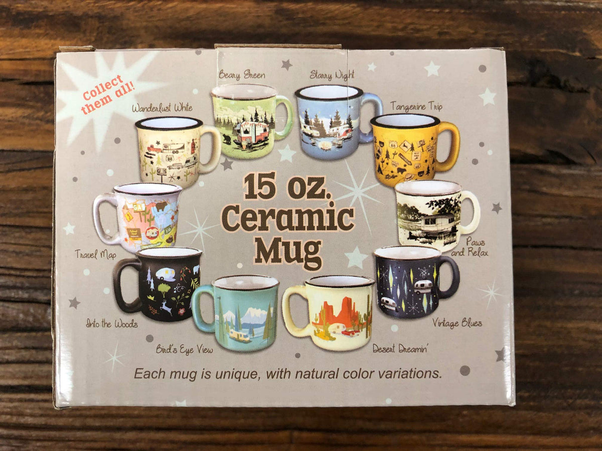 CAMP CASUAL CC-004C Ceramic Coffee Mug - 15 oz Retro Inspired Camping Mug - for Hot & Cold Drinks - Works as a Tea, Soup, & Coffee Mug - Stylish, Versatile, & Microwaveable Camping Coffee Mugs by Camp Casual