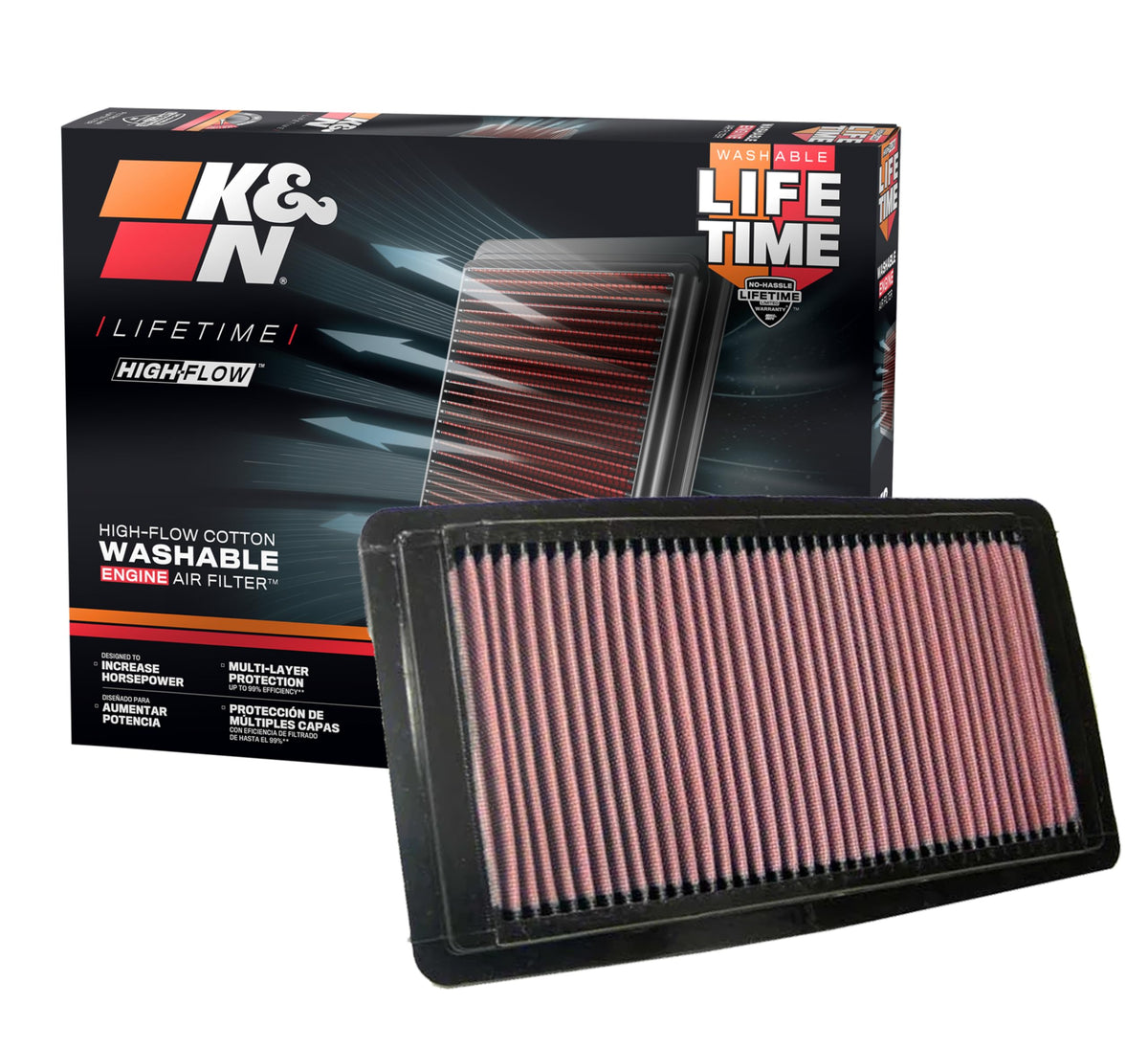 K&N FILTER 33-2309 K&N High-Flow Original Lifetime Engine Air Filter: Washable, 33-2309