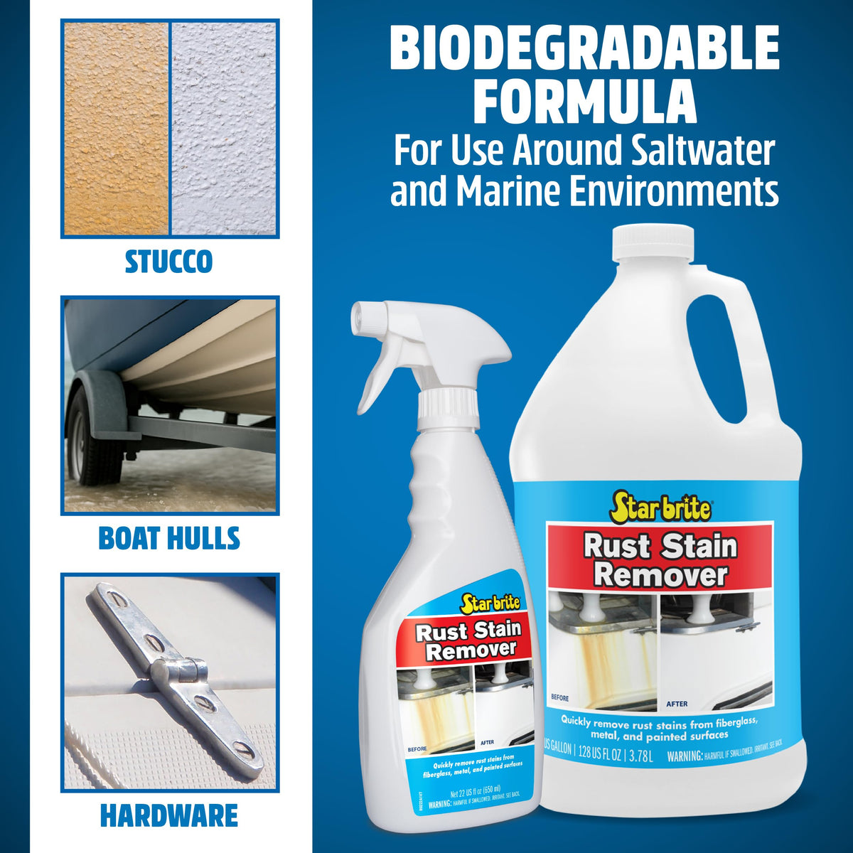 STAR BRITE 089200N STAR BRITE Rust Stain Remover - Easily Clean Corrosion Stains Off Fiberglass, Vinyl, Metal & Painted Surfaces, 128 oz - 1 Gallon