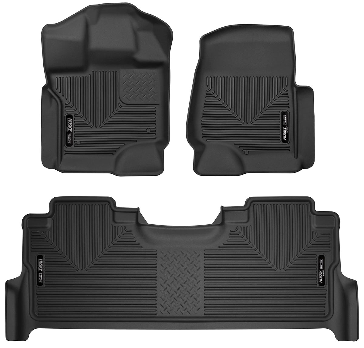 Husky Liners 53798 Husky Liners X-act Contour Floor Mats – Fits 2022-2026 Toyota Tundra, CREWMAX CAB ONLY – Front & 2nd Row, 3-pc Black - 53798