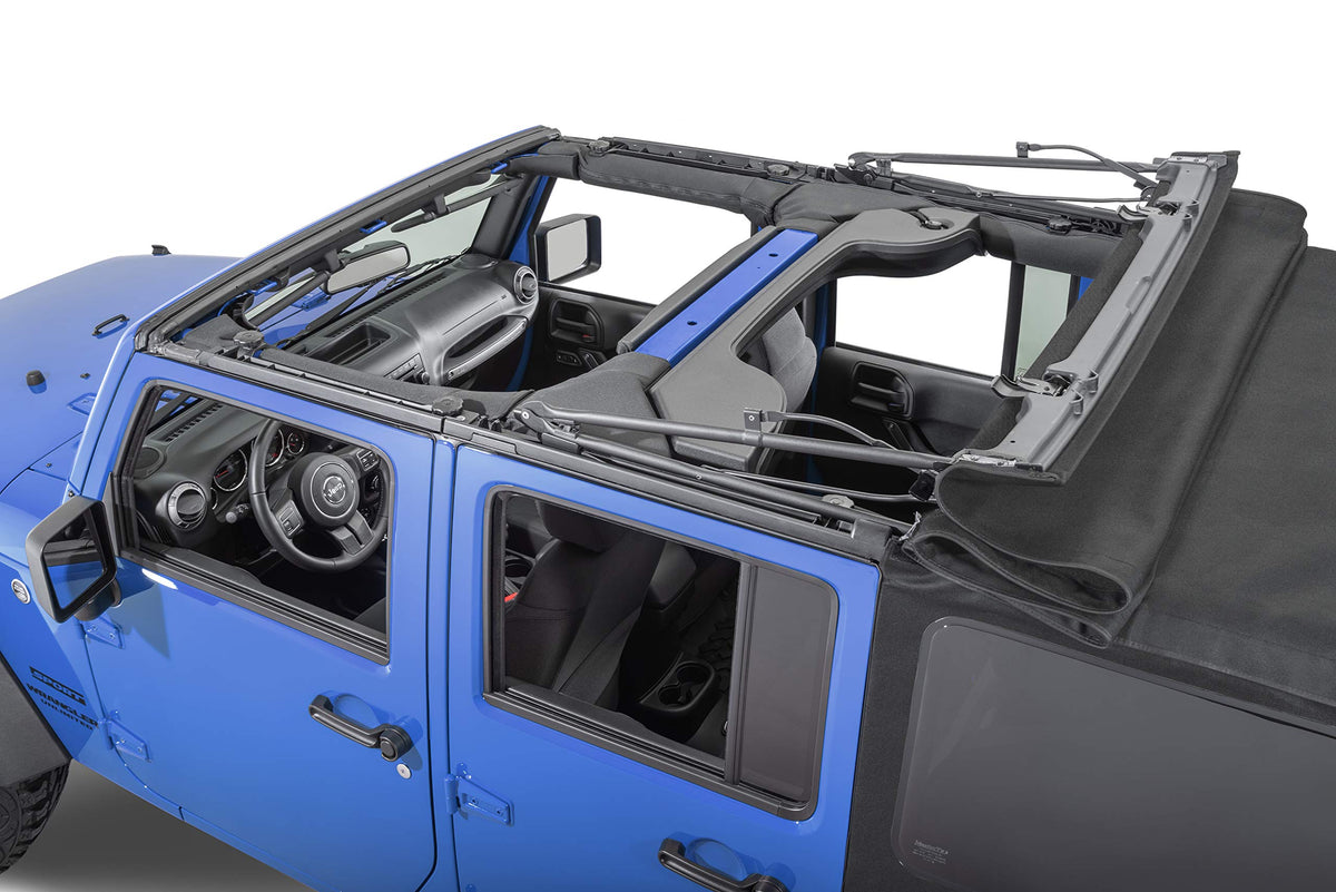 MASTERTOP 15601424 MasterTop Full Hardware Soft Top in Black Diamond Sail Cloth Fits or is compatible with 2007-2018 Jeep JK Wrangler 4 Dr Includes all bows, Dr surrounds and Tinted Glass 15601424
