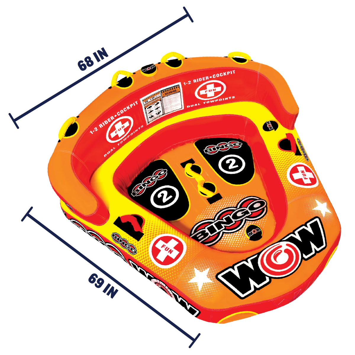 WOW SPORTS 14-1060 WOW Sports Bingo Cockpit Towable Tube - 1-2 Person