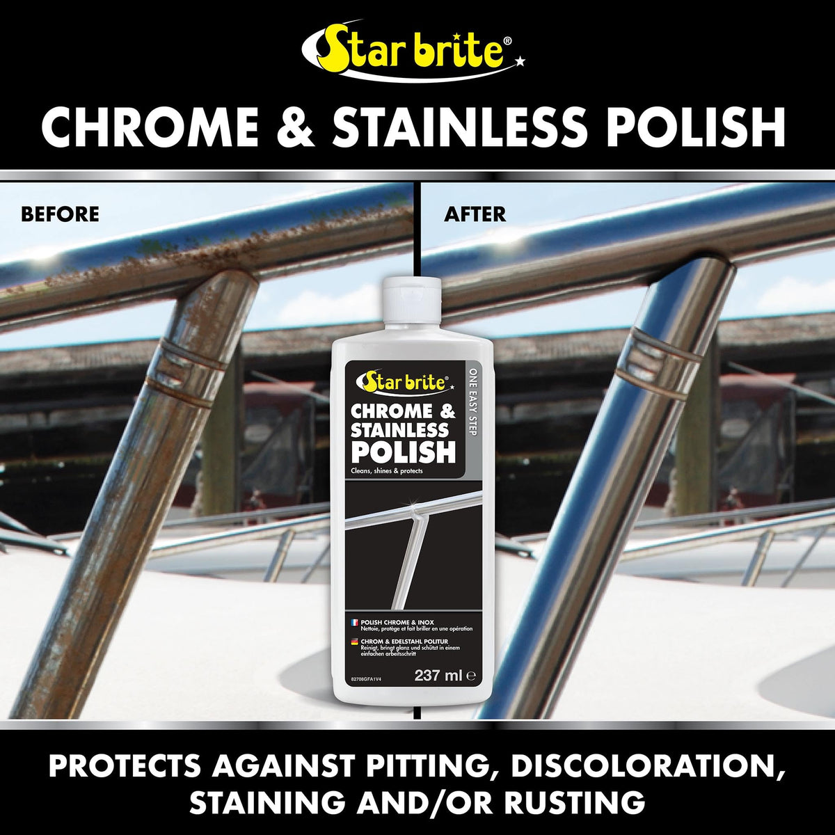 STAR BRITE 082708 STAR BRITE Chrome & Stainless Polish - Marine Grade Formula Protects Against Pitting, Salt Deposits, Staining & Rust on Chrome, Stainless Steel, Copper, Tin & Brass (082708)