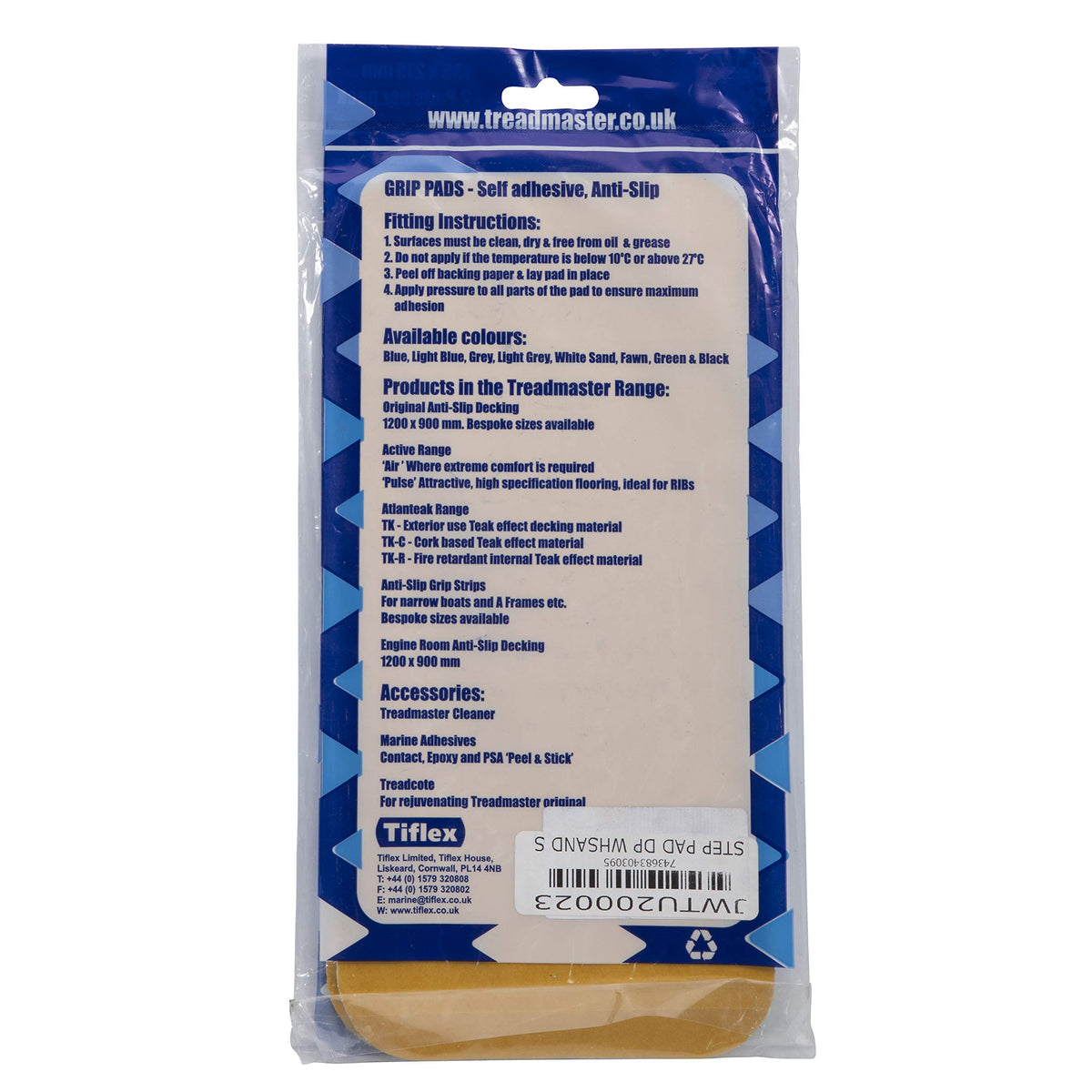 LEWMAR JWTU200023 Lewmar Treadmaster Diamond Step Pad, Size 1, Measures 10-34" W x 5-1/4" D, self-Adhesive Backing, Chemical Resistant Nitrite PVC Construction, 2 Pack, White Sand - 2020212501