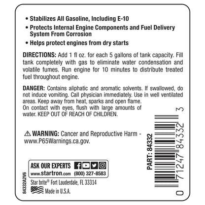 STAR BRITE 084332 STAR BRITE PRO Star Gasoline Stabilizer - Fog & Protect Stored Engines & Entire Fuel System from Corrosion - Keep Gas Fresh for up to 1 Year - EZ Store EZ Start - 32 OZ (084332)