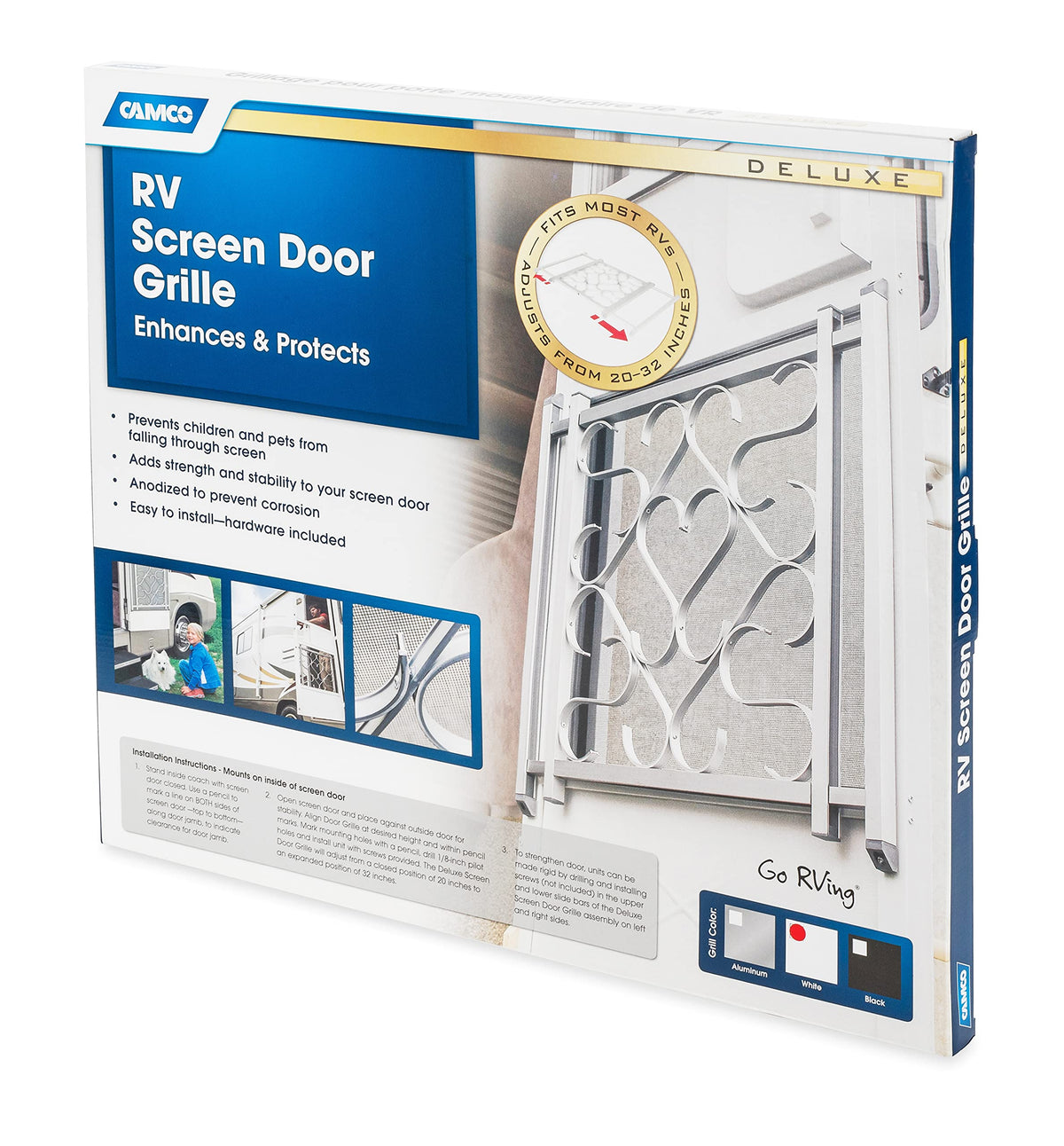 CAMCO 43997 Camco 43997 Screen Door Deluxe Grille (White)